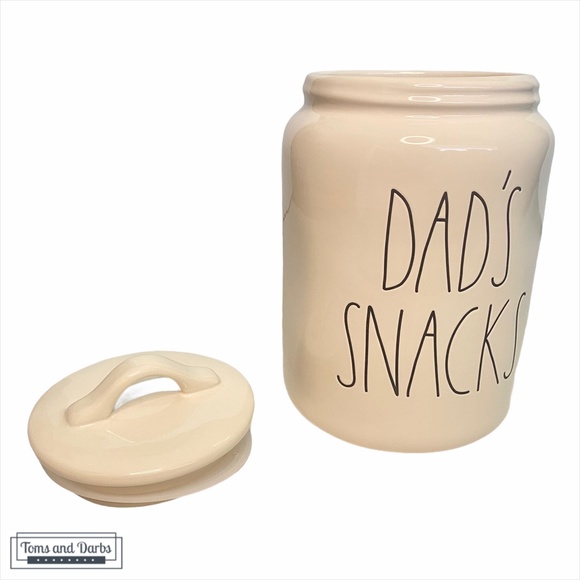Rae Dunn DAD’S SNACKS Ceramic White Treat Canister - Picture 5 of 6
